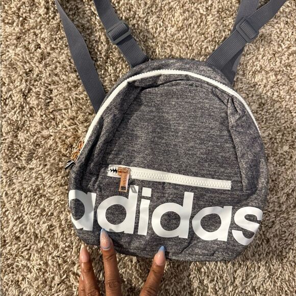 Adidas Charcoal Gray Backpack White Logo Accents Adjustable Shoulder Straps - Picture 2 of 12